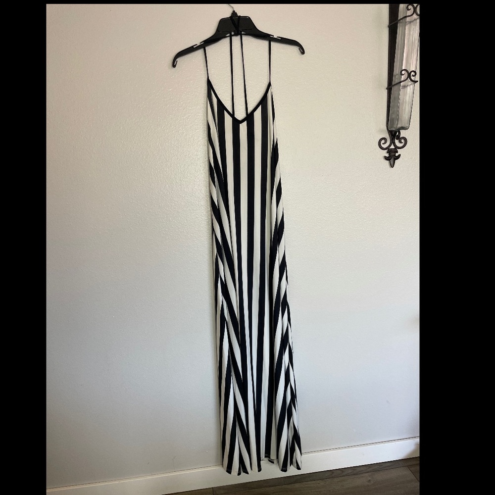Black & white striped maxi dress